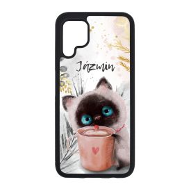 Kávézós cicus Téli mintás Huawei tok