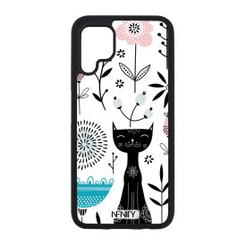 Mosolygós fekete cica mintás Huawei tok