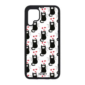 Szívecskés fekete cica mintás Huawei tok