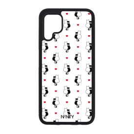 Fehér és fekete cica szerelem mintás Huawei tok