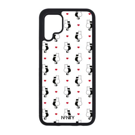 Fehér és fekete cica szerelem mintás Huawei tok