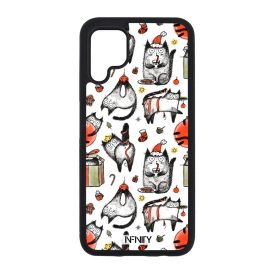 Mókás rajzolt mikulás cica mintás Huawei tok