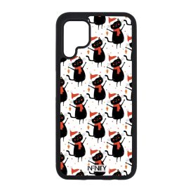 Vidám fekete mikulás cica mintás Huawei tok