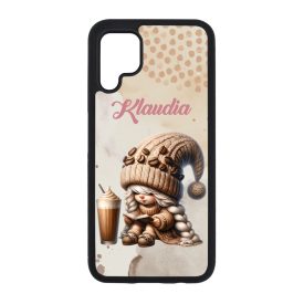   Névvel kérhető - Kávés manó lány - Kávé és könyv mintás Huawei tok