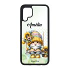 Névvel kérhető Szép szemű hintázó napraforgós manó mintás Huawei tok