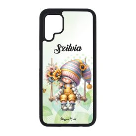   Névvel kérhető Hintázós napraforgós manó lány mintás Huawei tok