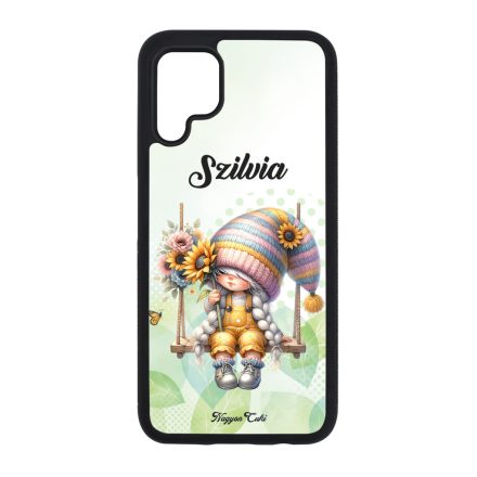 Névvel kérhető Hintázós napraforgós manó lány mintás Huawei tok