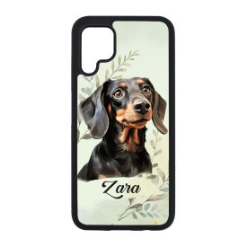   Névvel kérhető - Fekete tacskó portré mintás Huawei tok