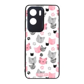 Szürke-rózsaszín cica mintás Honor tok