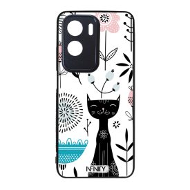 Mosolygós fekete cica mintás Honor tok