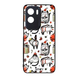 Mókás rajzolt mikulás cica mintás Honor tok