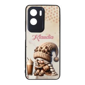   Névvel kérhető - Kávés manó lány - Kávé és könyv mintás Honor tok