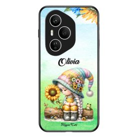   Névvel kérhető Napraforgós manó lány cuki békával mintás Honor tok