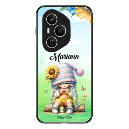 Névvel kérhető Szívecskés napraforgós manó lány mintás Honor tok