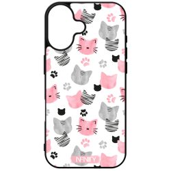 Szürke-rózsaszín cica mintás iPhone tok
