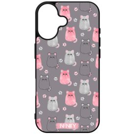 Cuki szürke-rózsaszín cica mintás iPhone tok