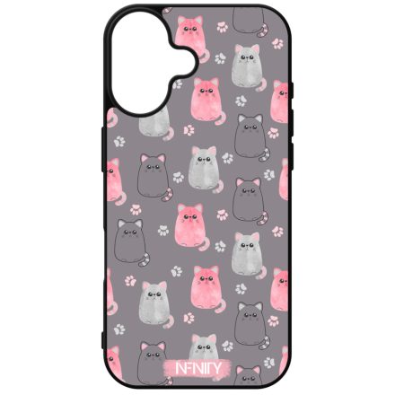 Cuki szürke-rózsaszín cica mintás iPhone tok