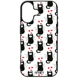Szívecskés fekete cica mintás iPhone tok