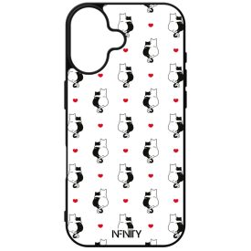 Fehér és fekete cica szerelem mintás iPhone tok