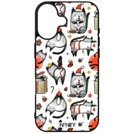 Mókás rajzolt mikulás cica mintás iPhone tok