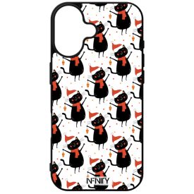 Vidám fekete mikulás cica mintás iPhone tok