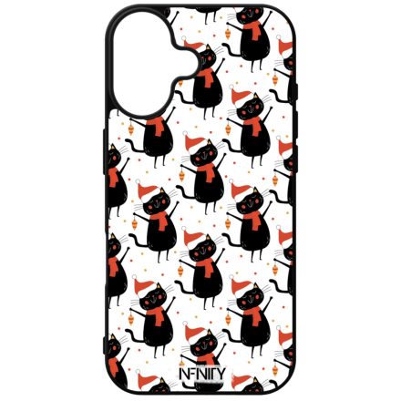 Vidám fekete mikulás cica mintás iPhone tok