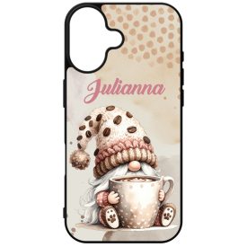   Névvel kérhető - Nagy bögrés kávés manó mintás iPhone tok