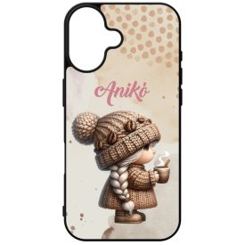   Névvel kérhető - Tündéri kávés manó lány mintás iPhone tok