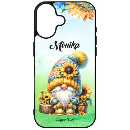 Névvel kérhető Ülő napraforgós manó mintás iPhone tok