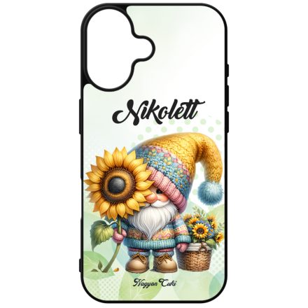 Névvel kérhető Cuki kukucs napraforgós manó mintás iPhone tok