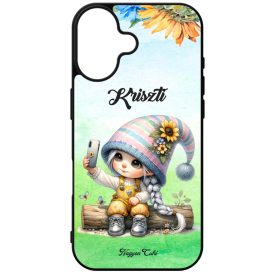   Névvel kérhető Selfie napraforgós manó lány mintás iPhone tok