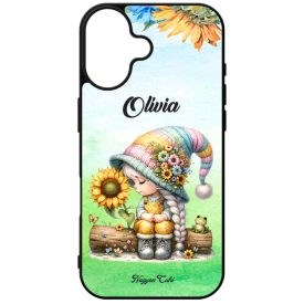   Névvel kérhető Napraforgós manó lány cuki békával mintás iPhone tok