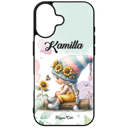 Névvel kérhető Pillangós napraforgós manó lány mintás iPhone tok