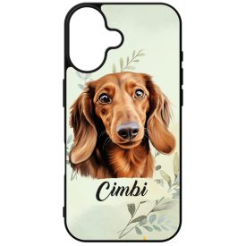 Névvel kérhető - Barna tacskó portré mintás iPhone tok