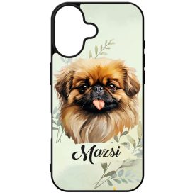   Névvel kérhető - Barna pekingi palotakutya portré mintás iPhone tok