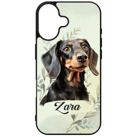   Névvel kérhető - Fekete tacskó portré mintás iPhone tok