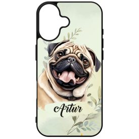 Névvel kérhető - Barna mopsz portré mintás iPhone tok