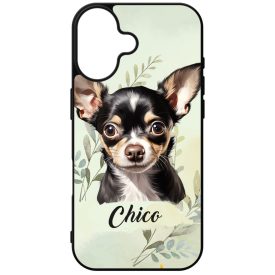   Névvel kérhető - Fekete Csivava portré mintás iPhone tok