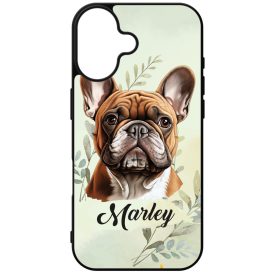   Névvel kérhető - Barna francia bulldog portré mintás iPhone tok