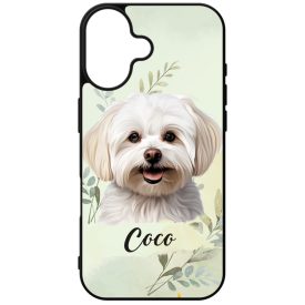   Névvel kérhető - Máltai selyemkutya portré mintás iPhone tok