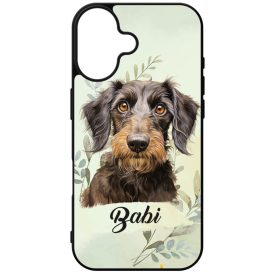   Névvel kérhető - Drótszőrű tacskó portré mintás iPhone tok