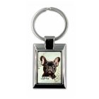 Fekete francia bulldog portré mintás kulcstartó