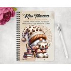 Személyre szabható - Cuki kávés manó könyvvel mintás füzet