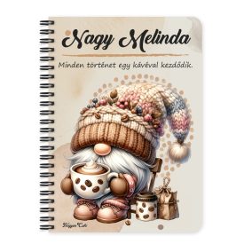   Személyre szabható - Cappucino kávés manó mintás füzet