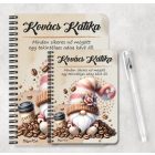 Személyre szabható - Kávés manó kávébabbal mintás füzet