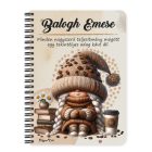 Személyre szabható - Könyvmoly kávés manó lány mintás füzet