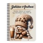 Személyre szabható kávés manó lány - Kávé és könyv mintás füzet