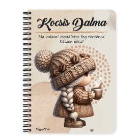   Személyre szabható - Tündéri kávés manó lány mintás füzet