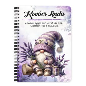   Személyre szabható - Levendulás manó csüccs mintás füzet