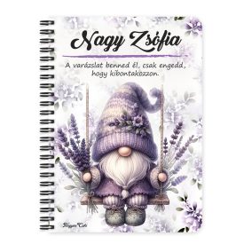   Személyre szabható - Hintázó Levendulás manó mintás füzet